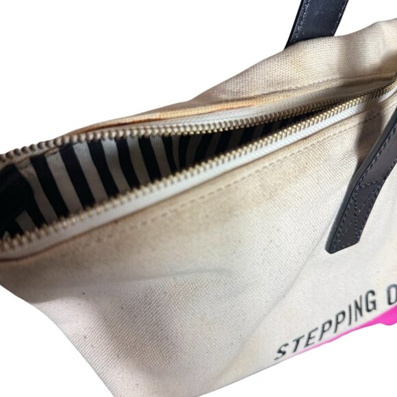 Kate Spade New York Tote/travel Bag Pink and Cream Cotton Canvas Large - Picture 8 of 16